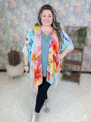 Britton Watercolor Petal Kimono-4- Overlayer Tops-Urbanista-Styled by Stacked - A Plus Size Women's Boutique in Lakeville, MN