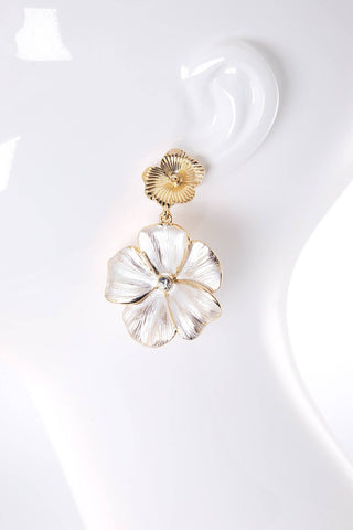 Brushed Gold Layered Flower Drop Earrings-ACCESSORIES-Urbanista-Styled by Stacked - A Plus Size Women's Boutique in Lakeville, MN
