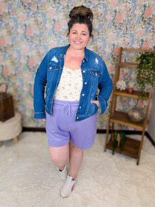 10- Bottoms Non-Denim Bryce Rounded Hem Scuba Shorts w/Pockets plus size clothing