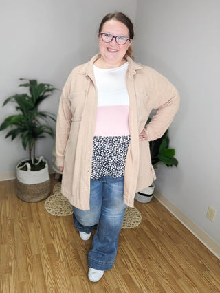 Brynn Tiered Lightweight Colorblock Long Sleeve Top-2- Long Sleeve Tops-voll-Styled by Stacked - A Plus Size Women's Boutique in Lakeville, MN