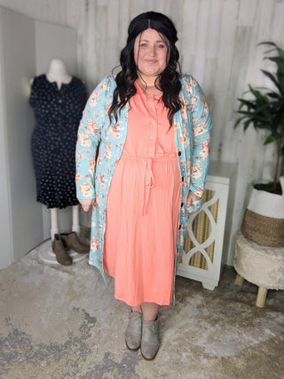 Call It a Tie Button Front Midi Dress (5 colors)-11- Dress/Romp/Jump-Michelle Mae-Styled by Stacked - A Plus Size Women's Boutique in Lakeville, MN
