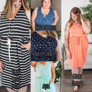 Call It a Tie Button Front Midi Dress (5 colors)-11- Dress/Romp/Jump-Michelle Mae-Styled by Stacked - A Plus Size Women's Boutique in Lakeville, MN