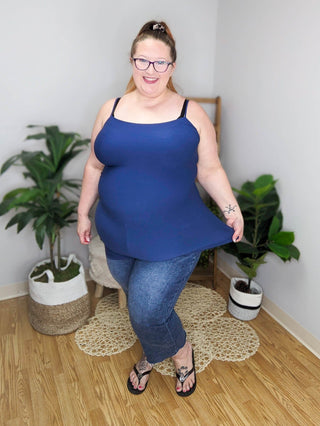 SALE- Cami Strap Long Tank RETIRED STYLE-5- Year Round Underlayers-dynamic fashion-Styled by Stacked - A Plus Size Women's Boutique in Lakeville, MN