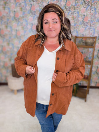 4- Overlayer Tops Campbell Light Corduroy Shacket w/Granny Square Back (3 Colors) plus size clothing