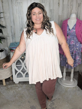 Candace Ultimate No-Cling Flowy Tiered Tank (7 Colors)-1- ShortSlv/Slvless Tops-KORI-Styled by Stacked - A Plus Size Women's Boutique in Lakeville, MN