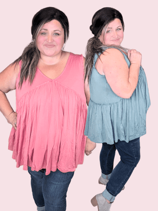Candace Ultimate No-Cling Flowy Tiered Tank (7 Colors)-1- ShortSlv/Slvless Tops-KORI-Styled by Stacked - A Plus Size Women's Boutique in Lakeville, MN