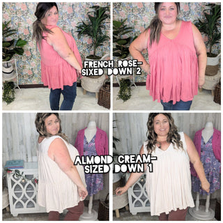 Candace Ultimate No-Cling Flowy Tiered Tank (7 Colors)-1- ShortSlv/Slvless Tops-KORI-Styled by Stacked - A Plus Size Women's Boutique in Lakeville, MN