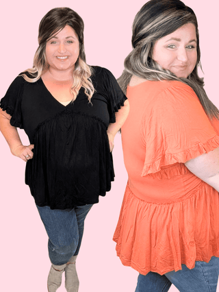 Candy Fit + Flow Short Sleeve Babydoll Top-1- ShortSlv/Slvless Tops-KORI-Styled by Stacked - A Plus Size Women's Boutique in Lakeville, MN