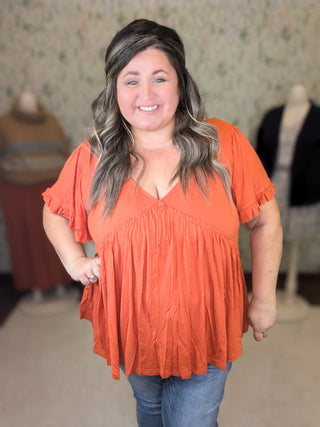 Candy Fit + Flow Short Sleeve Babydoll Top-1- ShortSlv/Slvless Tops-KORI-Styled by Stacked - A Plus Size Women's Boutique in Lakeville, MN