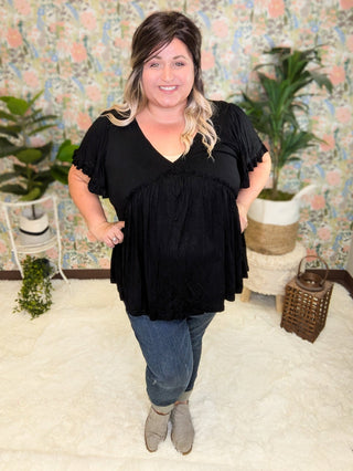 Candy Fit + Flow Short Sleeve Babydoll Top-1- ShortSlv/Slvless Tops-KORI-Styled by Stacked - A Plus Size Women's Boutique in Lakeville, MN
