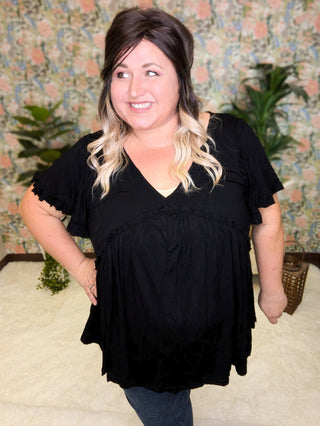 Candy Fit + Flow Short Sleeve Babydoll Top-1- ShortSlv/Slvless Tops-KORI-Styled by Stacked - A Plus Size Women's Boutique in Lakeville, MN