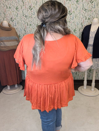 Candy Fit + Flow Short Sleeve Babydoll Top-1- ShortSlv/Slvless Tops-KORI-Styled by Stacked - A Plus Size Women's Boutique in Lakeville, MN