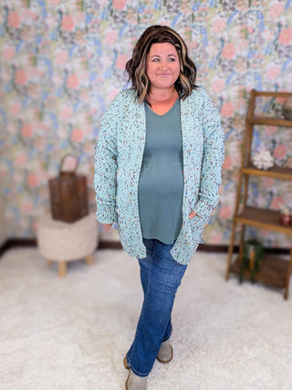 4- Overlayer Tops Carly Confetti Open Cardigan w/Pockets (3 Colors) plus size clothing