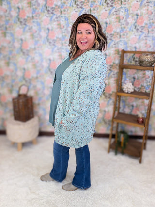 4- Overlayer Tops Carly Confetti Open Cardigan w/Pockets (3 Colors) plus size clothing
