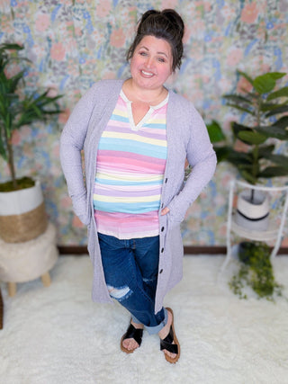 Carmen Retro Striped Vneck Tank-1- ShortSlv/Slvless Tops-HEIMISH-Styled by Stacked - A Plus Size Women's Boutique in Lakeville, MN