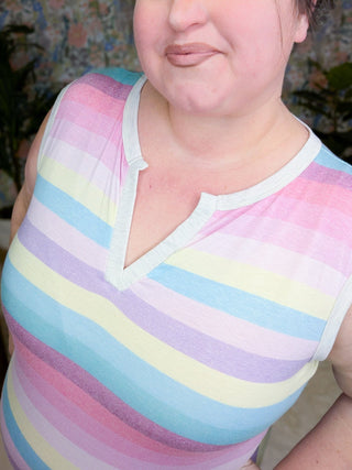 Carmen Retro Striped Vneck Tank-1- ShortSlv/Slvless Tops-HEIMISH-Styled by Stacked - A Plus Size Women's Boutique in Lakeville, MN