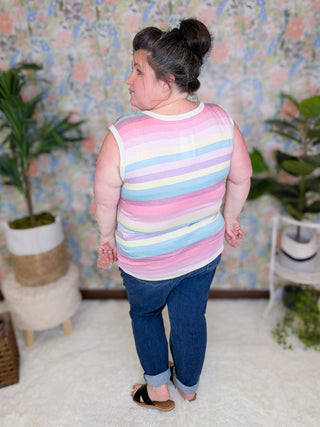Carmen Retro Striped Vneck Tank-1- ShortSlv/Slvless Tops-HEIMISH-Styled by Stacked - A Plus Size Women's Boutique in Lakeville, MN