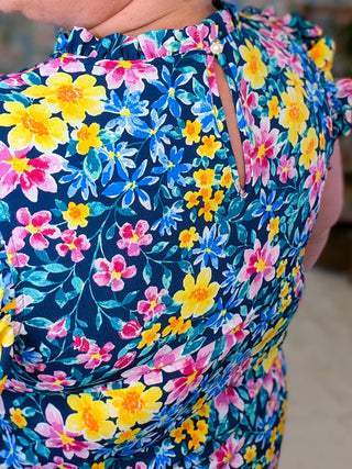 1- ShortSlv/Slvless Tops Carol Ruffled Mockneck Floral Top (3 Colors) plus size clothing