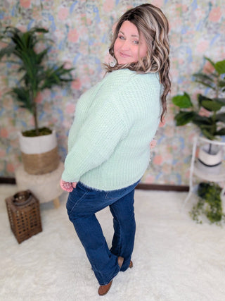 Carrie Wide Scoop Sweater in Soft Mint Sage-2- Long Sleeve Tops-KORI-Styled by Stacked - A Plus Size Women's Boutique in Lakeville, MN
