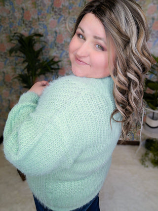 Carrie Wide Scoop Sweater in Soft Mint Sage-2- Long Sleeve Tops-KORI-Styled by Stacked - A Plus Size Women's Boutique in Lakeville, MN