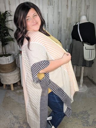 Cate Colorblock Striped Kimono-4- Overlayer Tops-urbanista-Styled by Stacked - A Plus Size Women's Boutique in Lakeville, MN