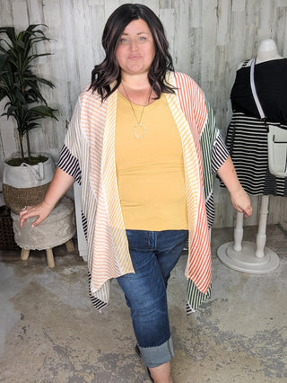 Cate Colorblock Striped Kimono-4- Overlayer Tops-urbanista-Styled by Stacked - A Plus Size Women's Boutique in Lakeville, MN
