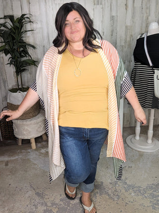 Cate Colorblock Striped Kimono-4- Overlayer Tops-urbanista-Styled by Stacked - A Plus Size Women's Boutique in Lakeville, MN