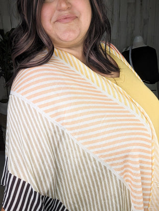 Cate Colorblock Striped Kimono-4- Overlayer Tops-urbanista-Styled by Stacked - A Plus Size Women's Boutique in Lakeville, MN