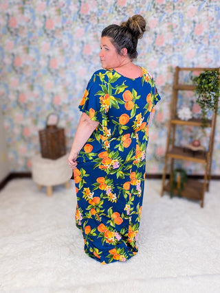 11- Dress/Romp/Jump Celeste High-Low Maxi Dress in Navy Citrus plus size clothing