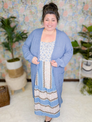 Dorothea Midi Tank Dress in Blue + Mocha Patchwork Florals-11- Dress/Romp/Jump-Davi and Dani-Styled by Stacked - A Plus Size Women's Boutique in Lakeville, MN