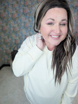 Chandi Cream Boho Pullover w/Embroidered Back-2- Long Sleeve Tops-WHITE BIRCH-Styled by Stacked - A Plus Size Women's Boutique in Lakeville, MN