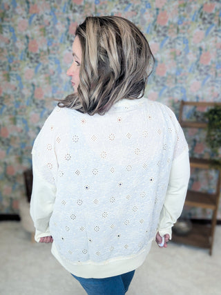 Chandi Cream Boho Pullover w/Embroidered Back-2- Long Sleeve Tops-WHITE BIRCH-Styled by Stacked - A Plus Size Women's Boutique in Lakeville, MN