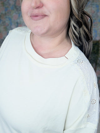 Chandi Cream Boho Pullover w/Embroidered Back-2- Long Sleeve Tops-WHITE BIRCH-Styled by Stacked - A Plus Size Women's Boutique in Lakeville, MN