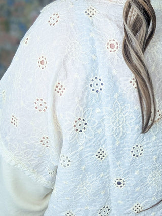 Chandi Cream Boho Pullover w/Embroidered Back-2- Long Sleeve Tops-WHITE BIRCH-Styled by Stacked - A Plus Size Women's Boutique in Lakeville, MN