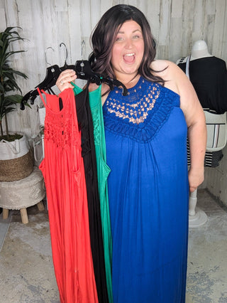 Charlee Crochet Top Maxi Dress (4 Colors)-11- Dress/Romp/Jump-CY fashion-Styled by Stacked - A Plus Size Women's Boutique in Lakeville, MN
