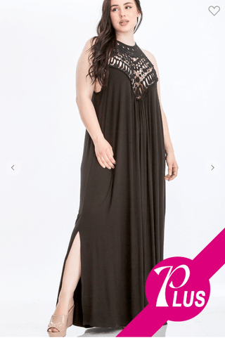 Charlee Crochet Top Maxi Dress (4 Colors)-11- Dress/Romp/Jump-CY fashion-Styled by Stacked - A Plus Size Women's Boutique in Lakeville, MN