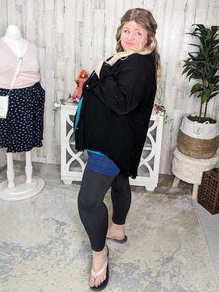 Charlene Fringe Bottom Lightest Buttondown (4 colors)-2- Long Sleeve Tops-WHITE BIRCH-Styled by Stacked - A Plus Size Women's Boutique in Lakeville, MN