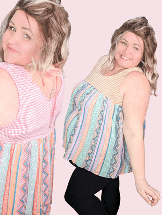 Charlotte Tribal Print Babydoll Tank (2 colors)-1- ShortSlv/Slvless Tops-HAPTICS-Styled by Stacked - A Plus Size Women's Boutique in Lakeville, MN
