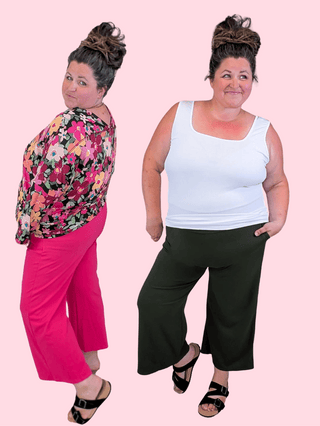 10- Bottoms Non-Denim Chloe Pull On Wide Crop Pant plus size clothing
