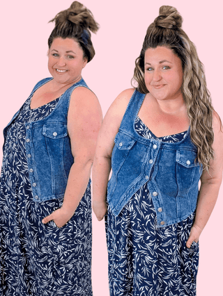 1- ShortSlv/Slvless Tops Christian Squareneck Denim Vest plus size clothing