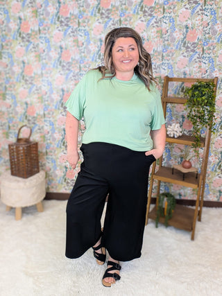 2- Long Sleeve Tops Claire Short Sleeve Mockneck in Solids plus size clothing