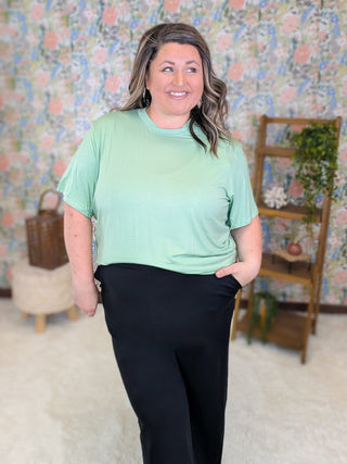 2- Long Sleeve Tops Claire Short Sleeve Mockneck in Solids plus size clothing