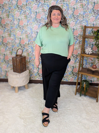 2- Long Sleeve Tops Claire Short Sleeve Mockneck in Solids plus size clothing