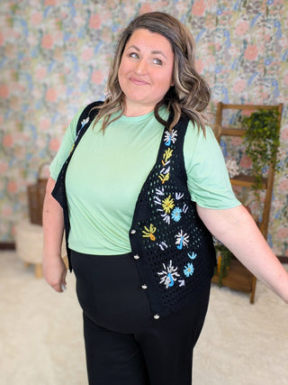 2- Long Sleeve Tops Claire Short Sleeve Mockneck in Solids plus size clothing