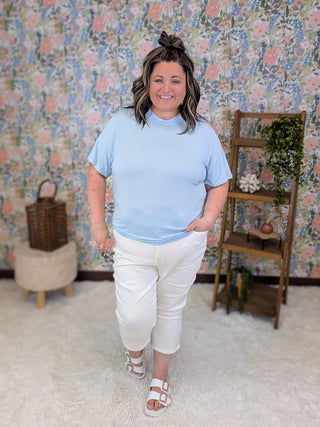 2- Long Sleeve Tops Claire Short Sleeve Mockneck in Solids plus size clothing