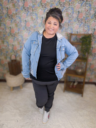 Clarissa Scoop Bottom Active Long Sleeve Top in Black-2- Long Sleeve Tops-WHITE BIRCH-Styled by Stacked - A Plus Size Women's Boutique in Lakeville, MN