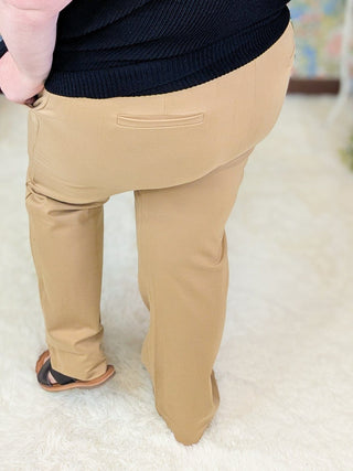 Codi Pull On Slight Crop Pants in Khaki-10- Bottoms Non-Denim-WHITE BIRCH-Styled by Stacked - A Plus Size Women's Boutique in Lakeville, MN