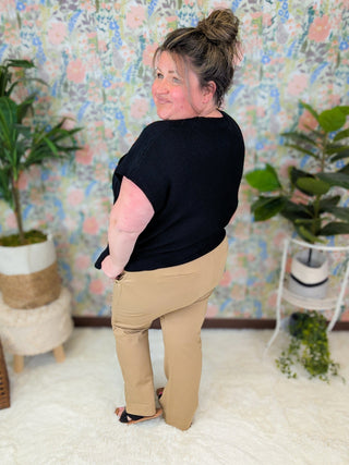 Codi Pull On Slight Crop Pants in Khaki-10- Bottoms Non-Denim-WHITE BIRCH-Styled by Stacked - A Plus Size Women's Boutique in Lakeville, MN