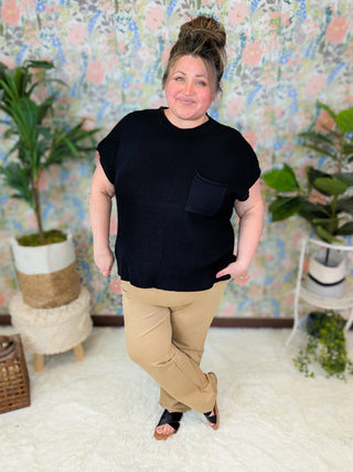 Codi Pull On Slight Crop Pants in Khaki-10- Bottoms Non-Denim-WHITE BIRCH-Styled by Stacked - A Plus Size Women's Boutique in Lakeville, MN