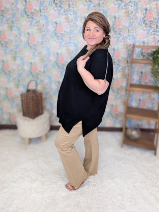 10- Bottoms Non-Denim Codi Pull On Slim Scuba Pants in Khaki plus size clothing